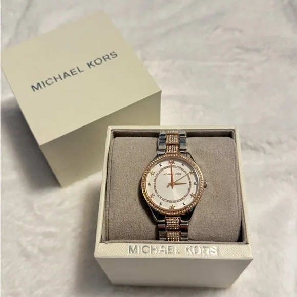 Michael Kors Two-Tone Watch with Rose Accents - Picture 2 of 4